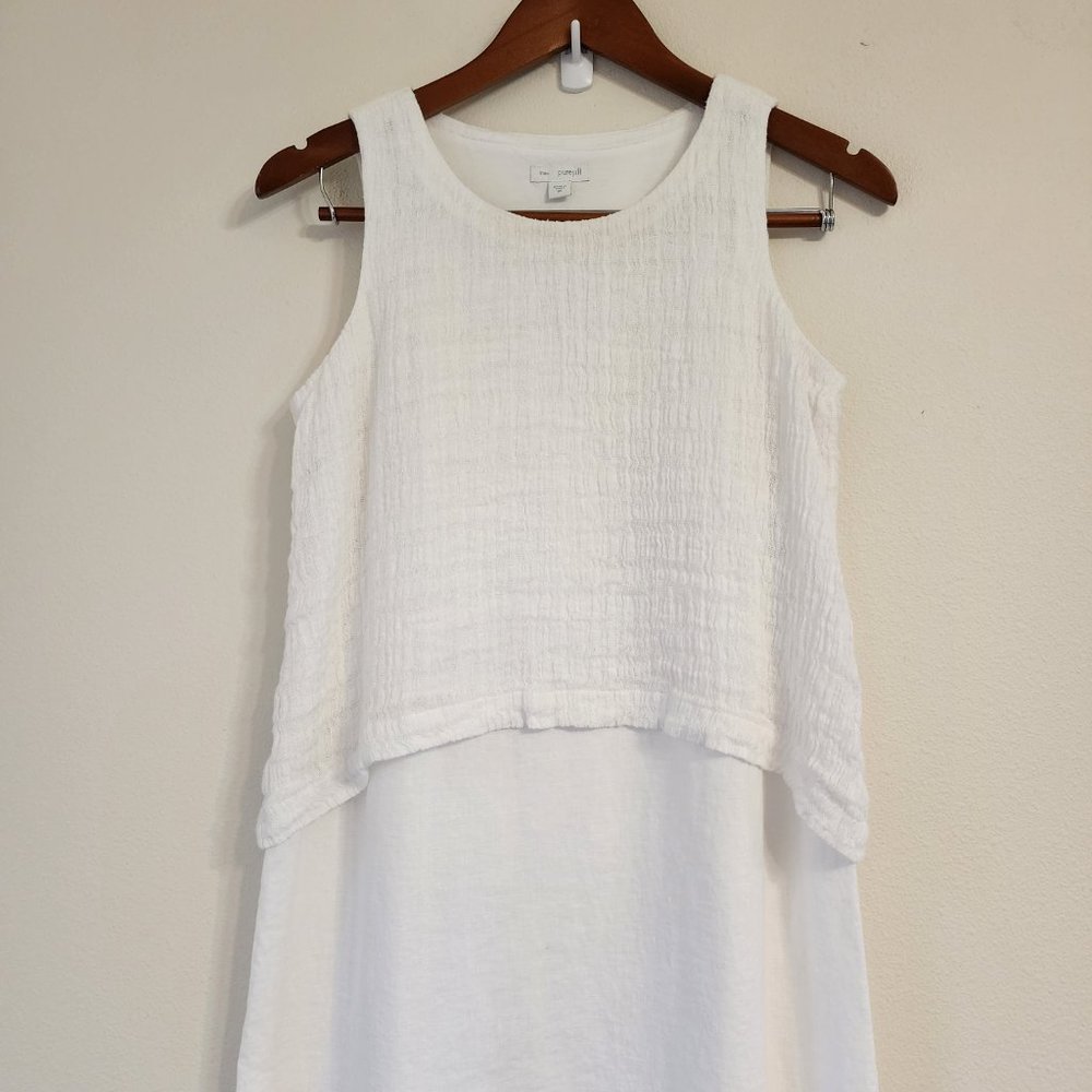 J.Jill Pure Linen Women Sleeveless Maxi Dress Sz XS White, Layer, Slit, Classic - Picture 4 of 14